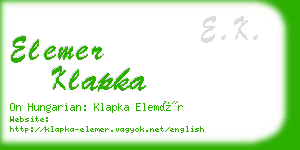 elemer klapka business card